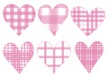 Hearts pink buffalo plaid Valentines day vector illustration
